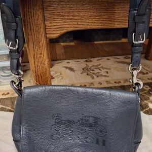 Coach Navy Leather Shoulder Bag
